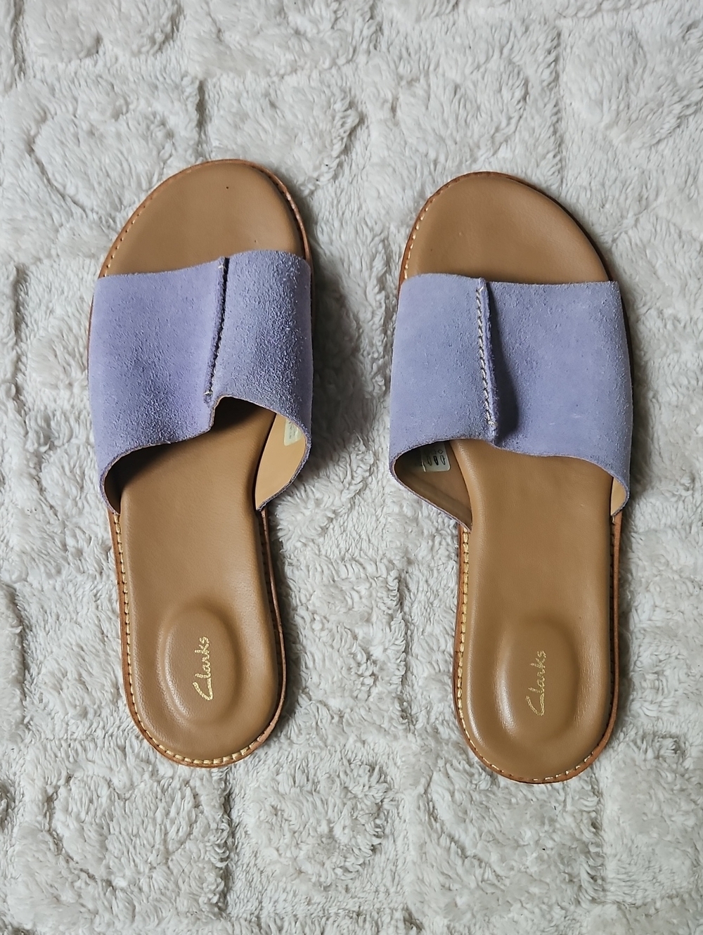 Clarks Women's Lavender Suede Slide Sandals